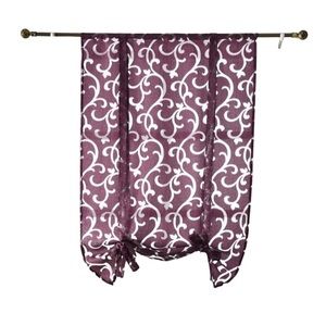Semi Sheer Valence Window 42W x 63L purple tie up adjustable curtain